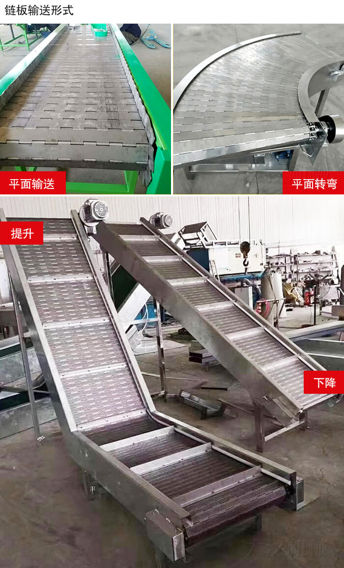 鏈板輸送機平面輸送，平面拐彎，提升等運行現(xiàn)場圖片